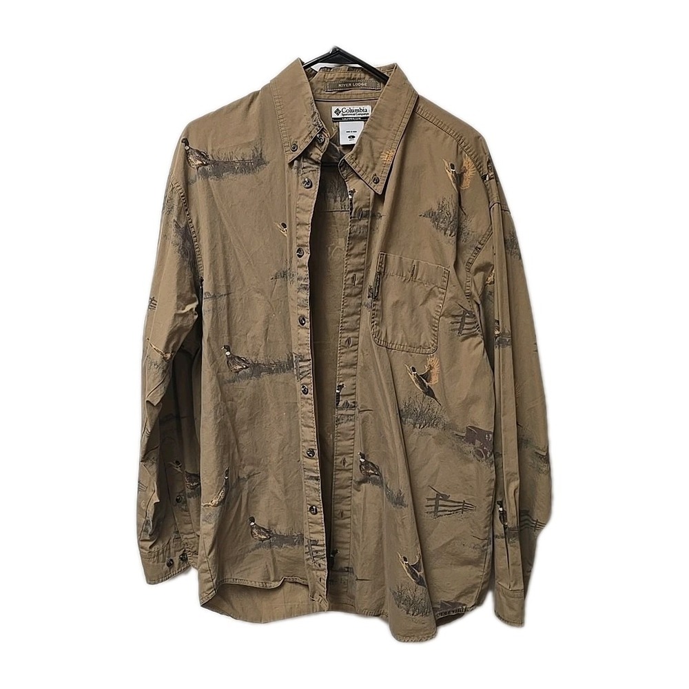 Columbia Pheasant Hunting Shirt Mens Large AOP Button Down Outdoor‎ River Lodge